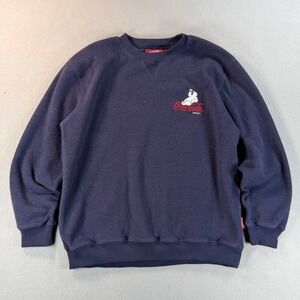 Vintage Coca Cola Polar Bear Fleece Sweatshirt Mens Medium Navy Blue Crewneck